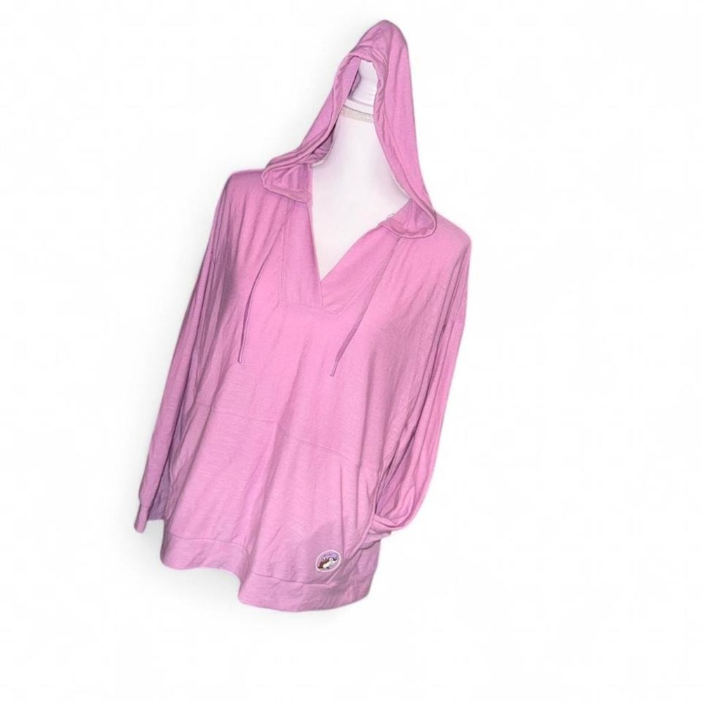 BUC-EES PINK‎ LIGHTWEIGHT HOODIE SHIRT RAYON/POLY LADIES LARGE
